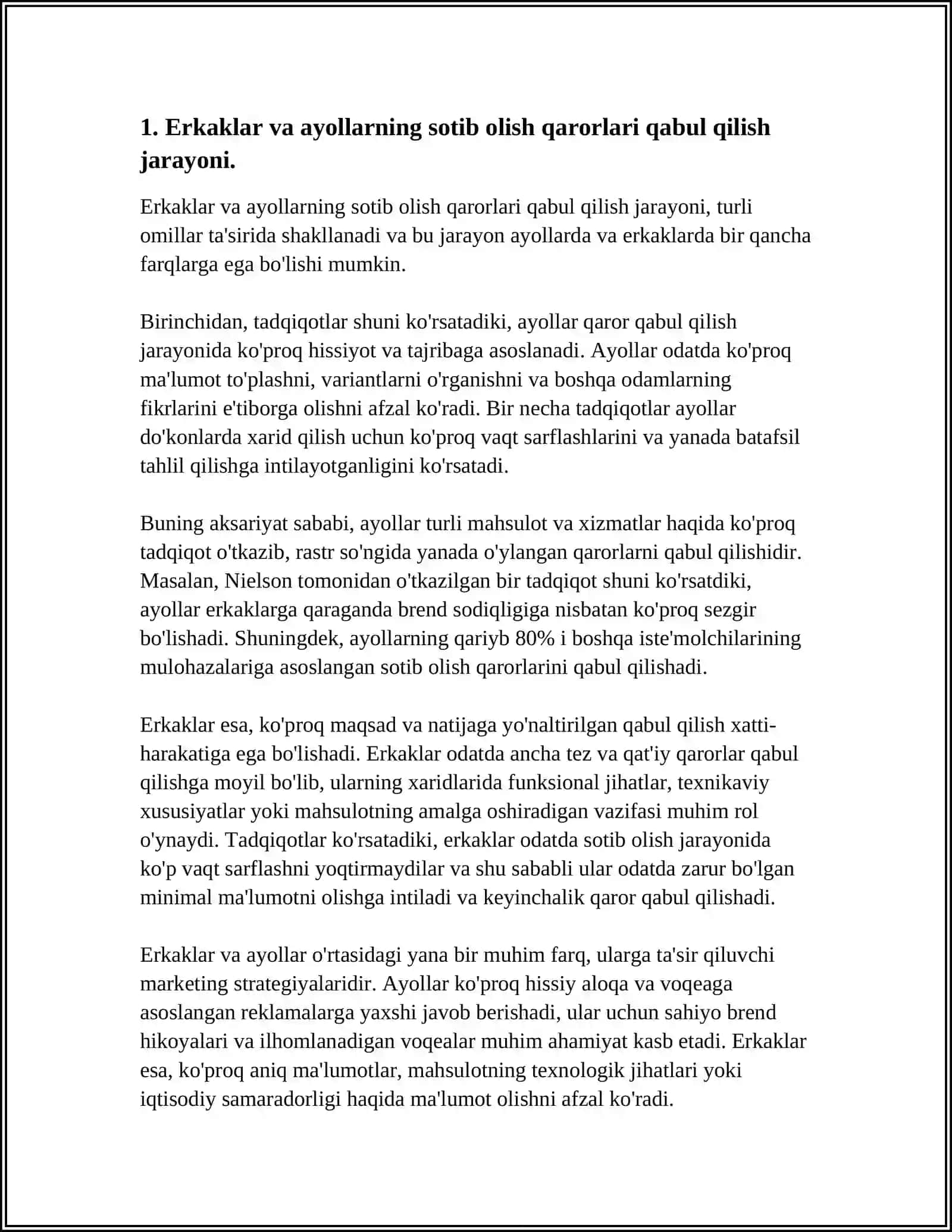 AYOLLAR VA ERKAKLAR ISTEMOL HULQIDAGI FARQLAR 3