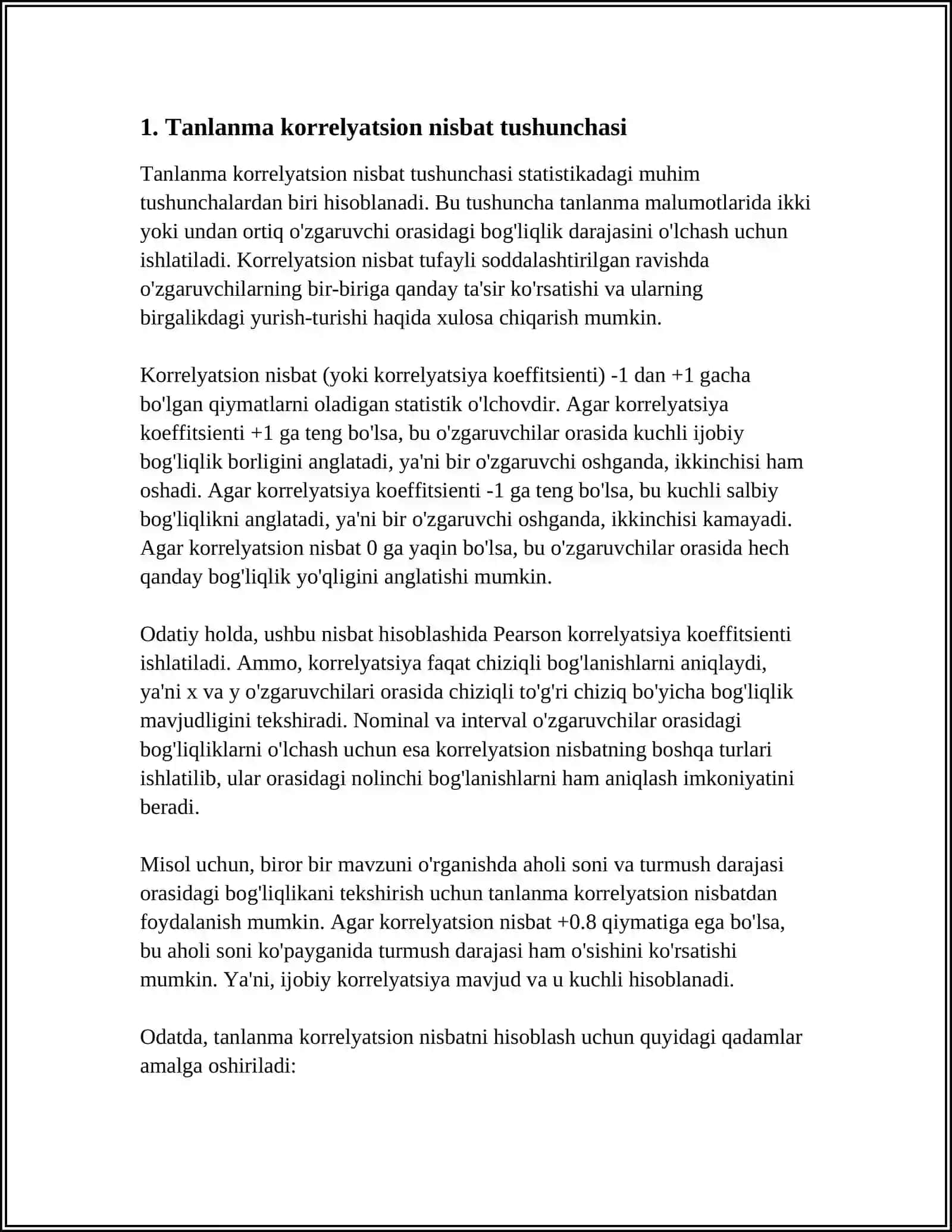 TANLANMA KORRELYATSION NISBAT VA UNING XOSSALARI 3