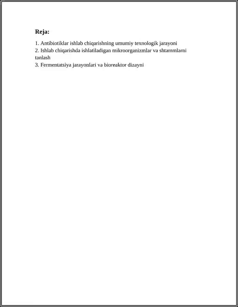 ANTIBIOTIKLAR ISHLAB CHIQARISH 3