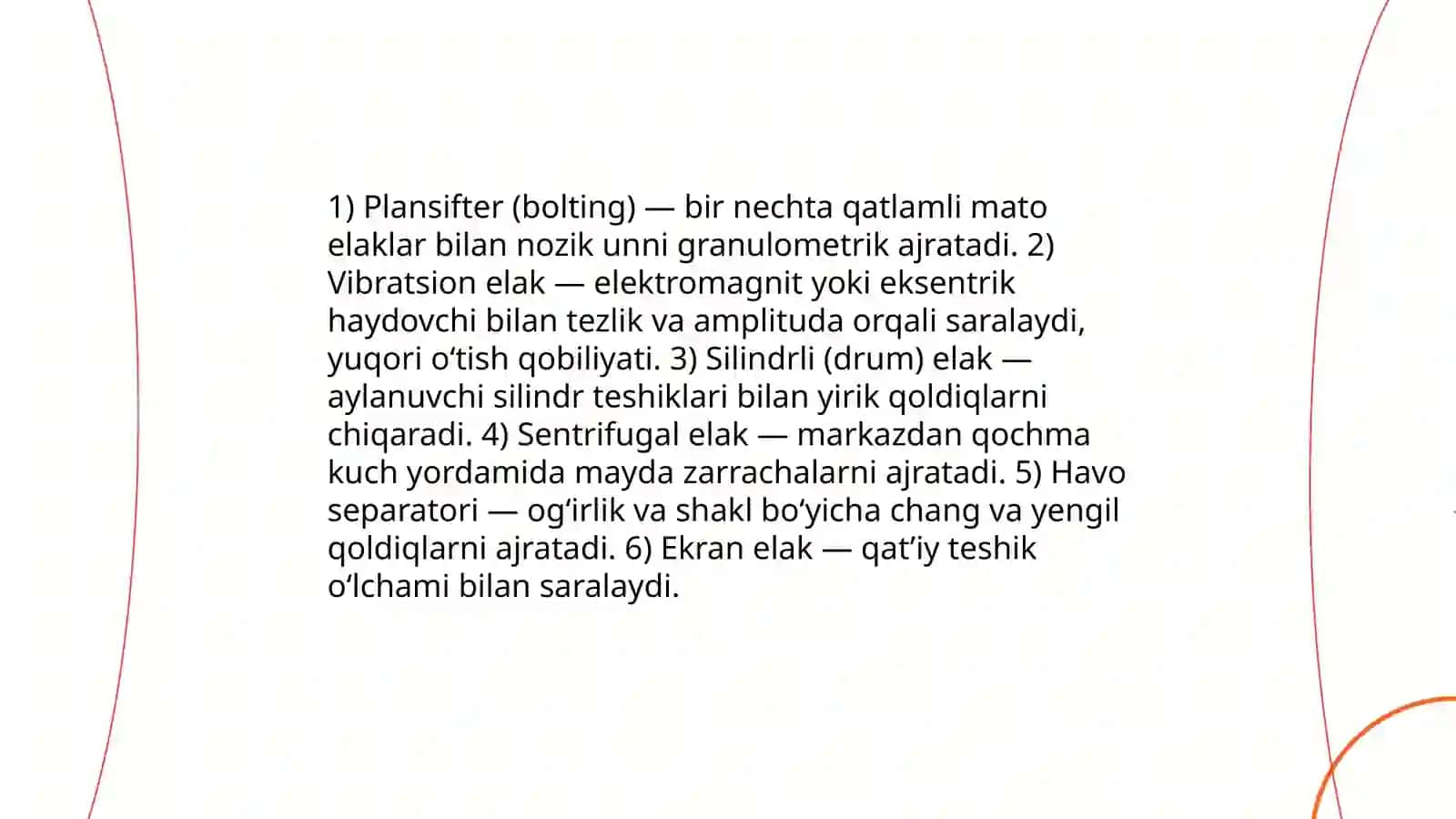 Un chiqarishdagi aparatlar elaklar 3