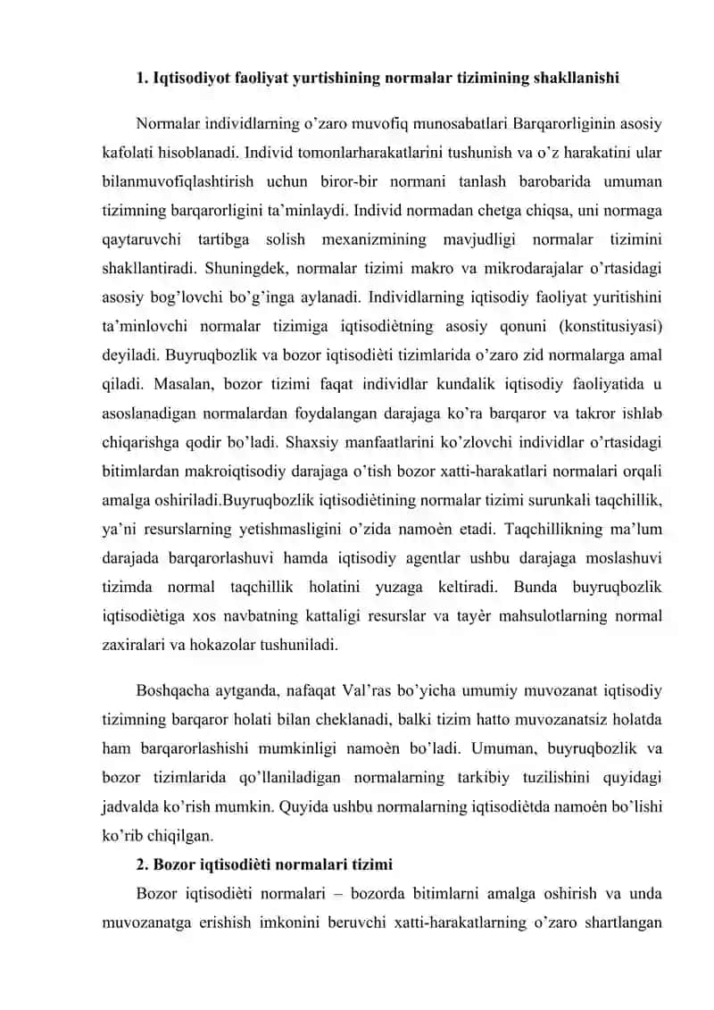 Bozor ishtirokchilarining o’zaro kelishuvlar bo’yicha xatti harakatlari normasi. 3