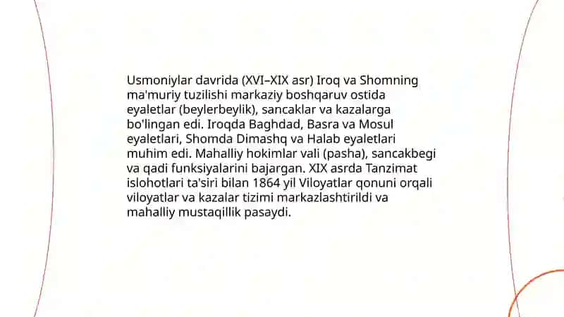 XVI-XIX asrlarda Iroq va Suriya (Shom) 3
