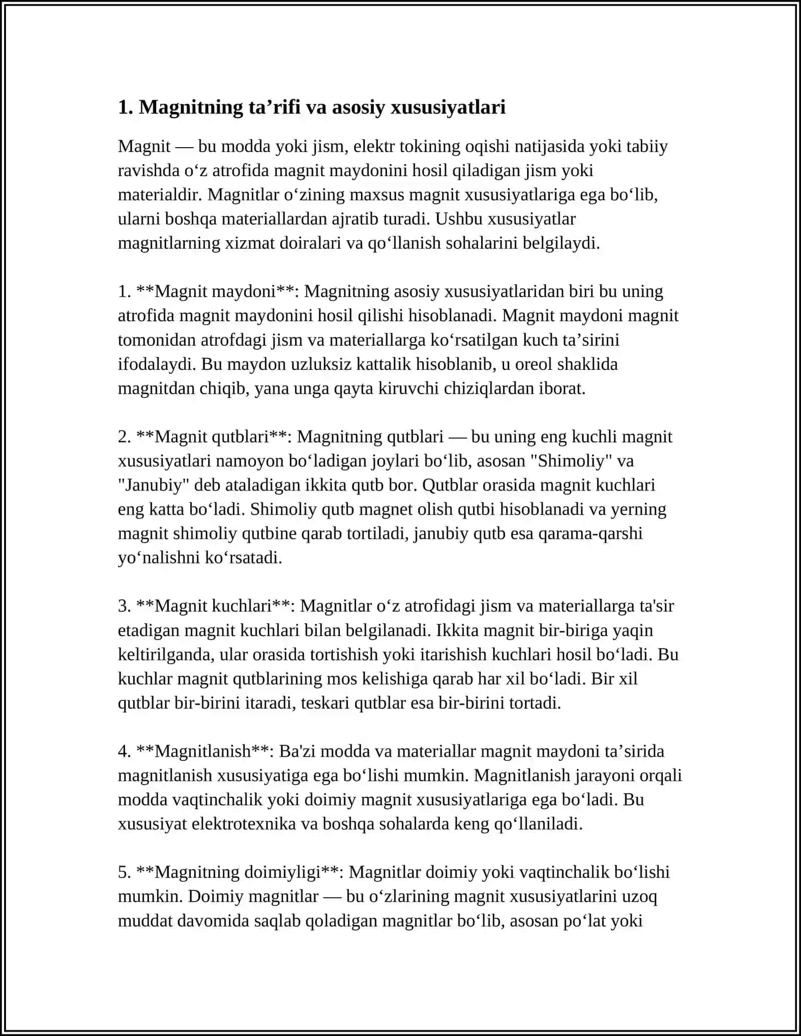 MAGNIT VA ULARNING XUSUSIYATLARI 3