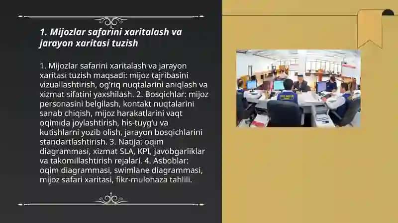 Mijozlarga xizmat koʻrsatish jaroyonini tashkil etish 3