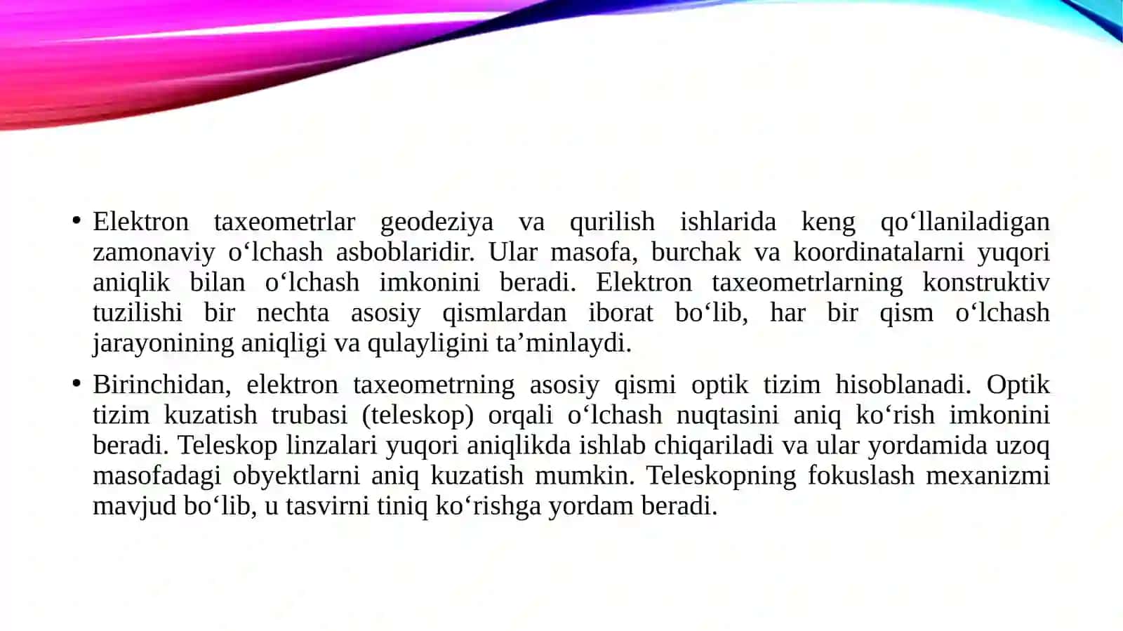 Elektron taxeometrlarning konstruktiv xususiyatlari 3