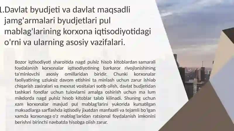 Davlat budjeti va davlat maqsadli jamg'armalari budjetlari pul mablag'lari tarkibi 3
