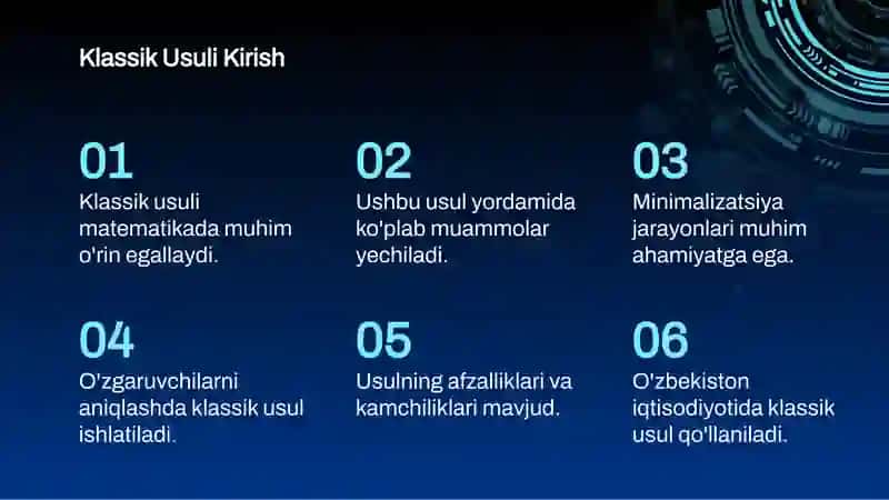KLASSIK USULI BILAN MINIMALLASHTIRISH KETMA KETLIGI 3