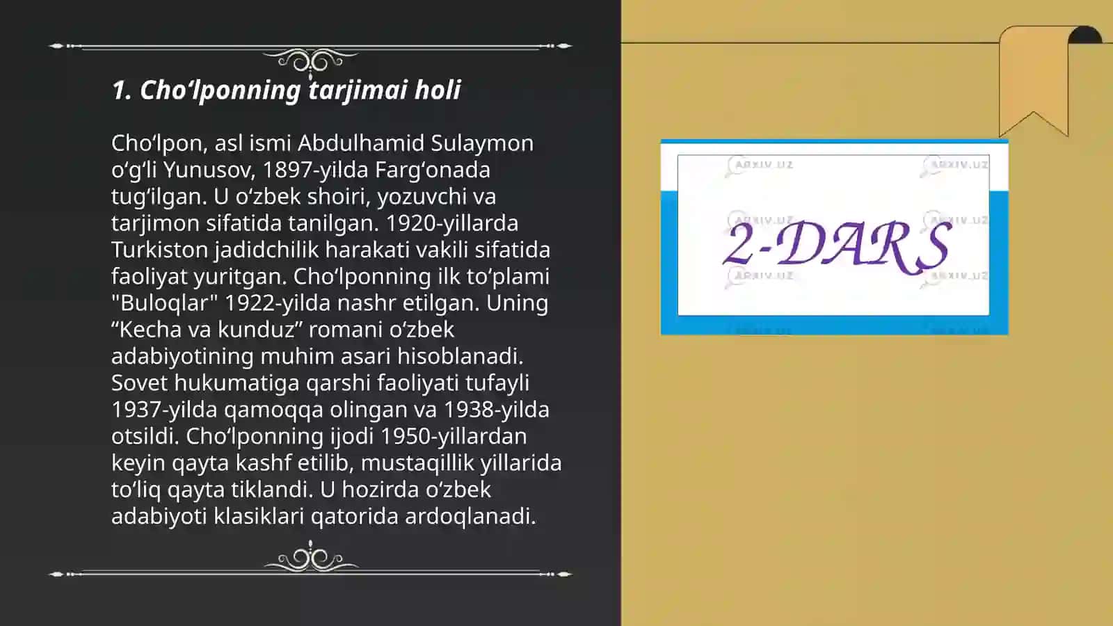 Choʻlponning hayoti va ijodi "Adabiyot nadur"maqolasi tahlili 3