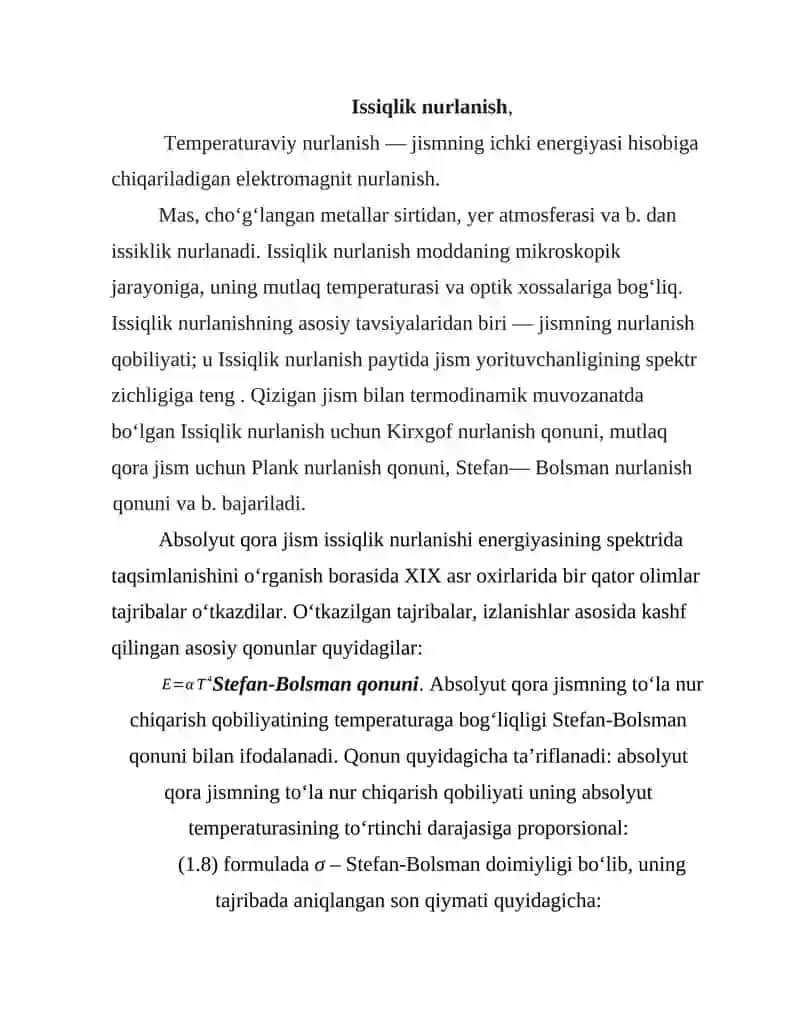 Issiqlik nurlanishi va Reley-Jins qonuni 3