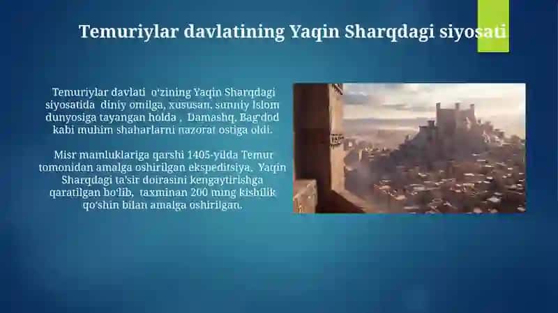 Temuriylar davlati tashqi siyosati 3