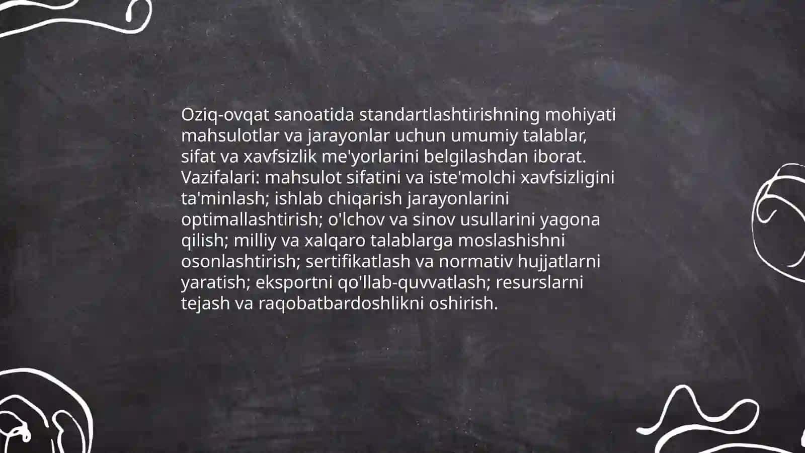 Oziq ovqat sanoatida standartlashtirish axamiyati 3