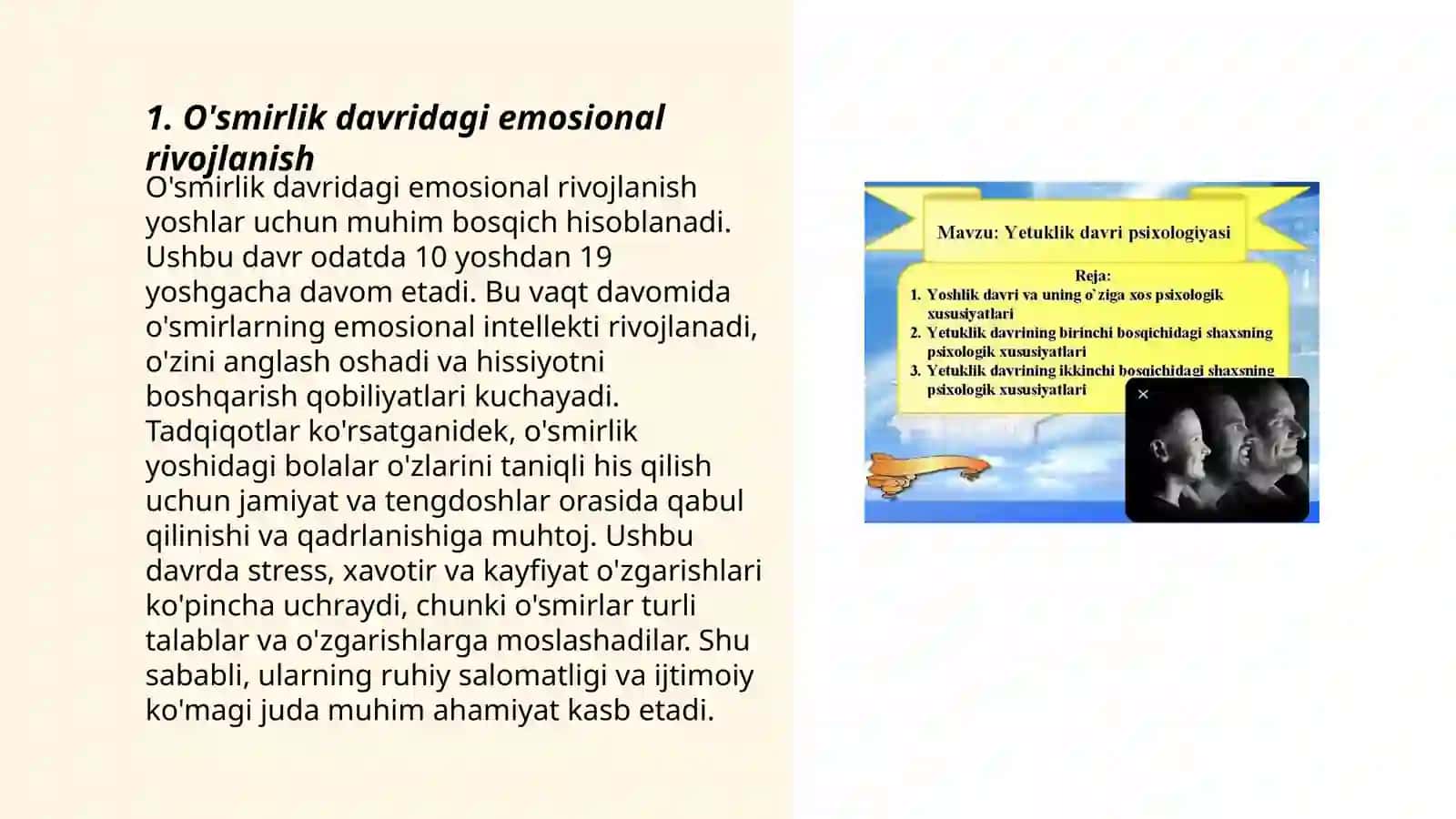 Yetuklik davrining birinchi bosqichidagi shaxsning psixologik xususiyatlari 3