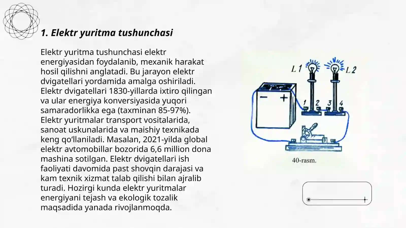 Elektr yuritma tuhunchasi,tuzilishi,turlari VA vazifasi 3