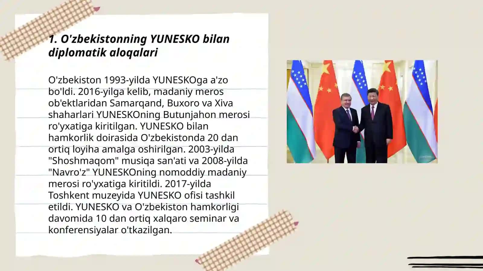 O'zbekiston va YUNESKO munosabatlari 3