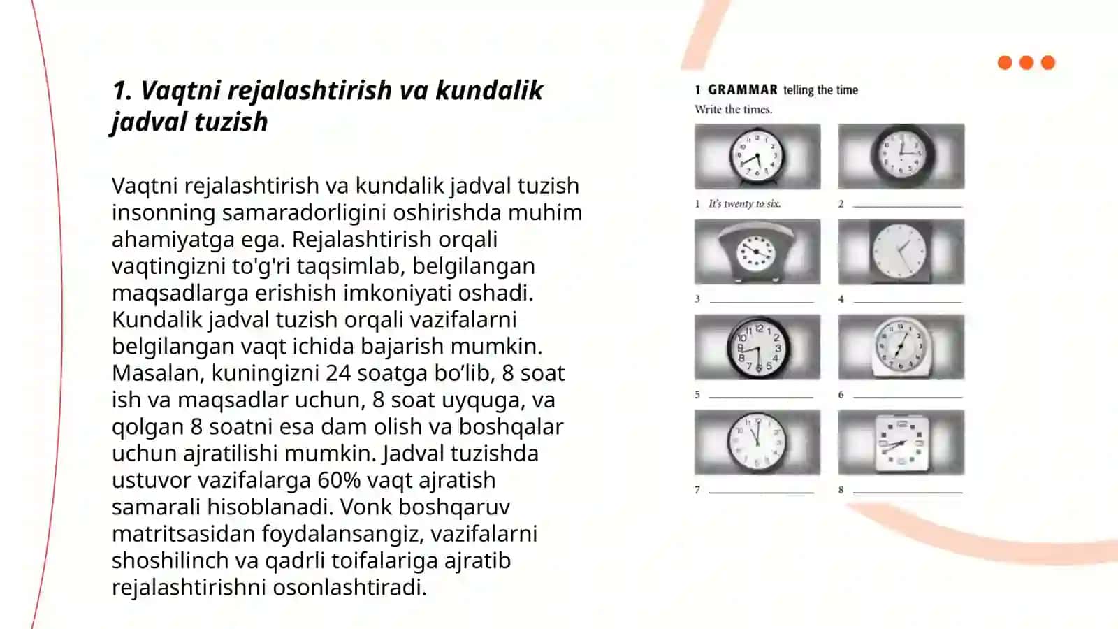 Vaqtni boshqarish koʻnikmalari va rivojlantirish yoʻllari 3