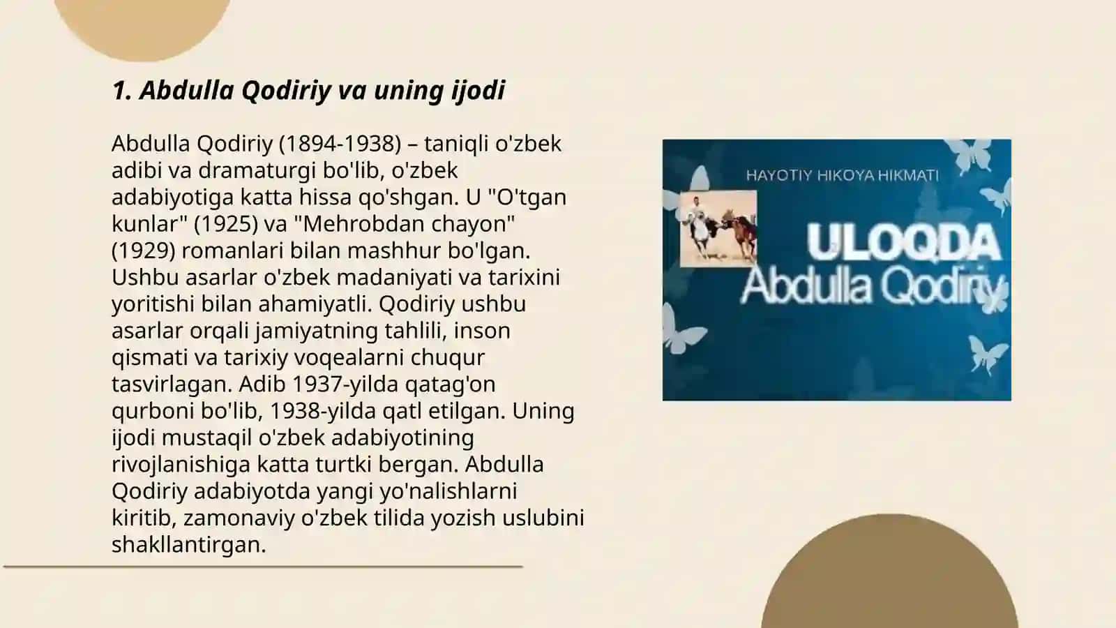 Abdulla Qodiriyning Uloqda hikoyasi 3