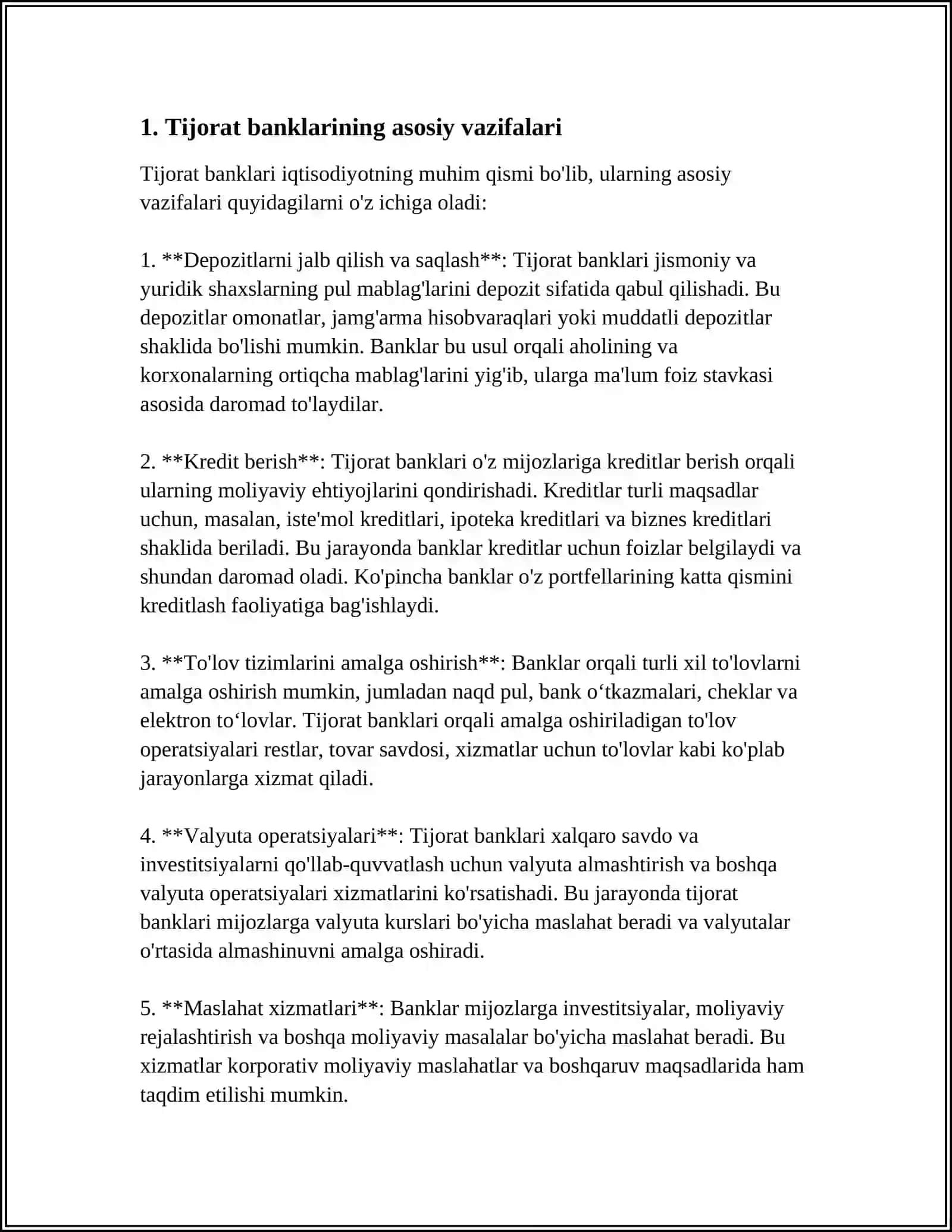 TIJORAT BANKLARI VA ULARNING FUNKSIYALARI 3