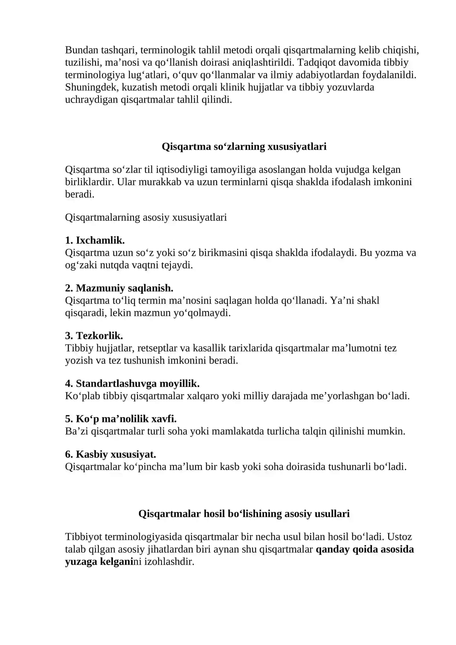 Zamonaviy tibbiyotda qo‘llaniladigan qisqartmalar va ularning lingvistik tahlili 3
