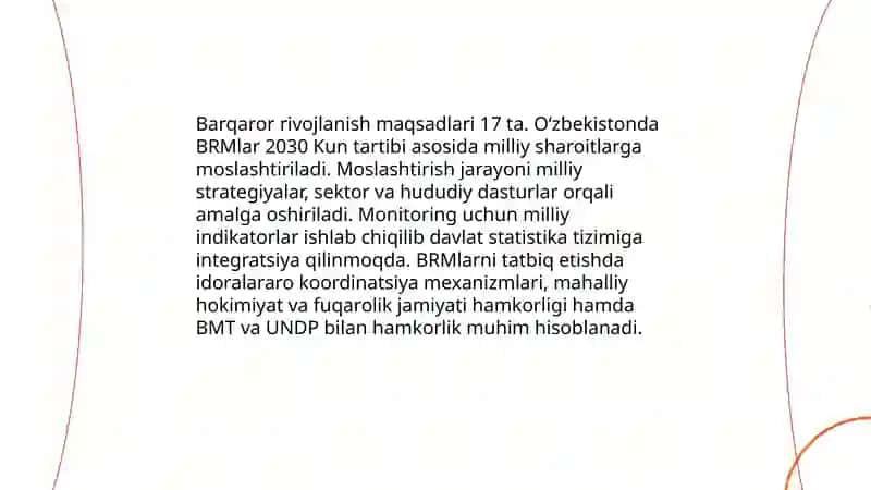 Barqaror rivojlanish talablari va ularni Oʻzbekistonda tadbiq qilinishi 3