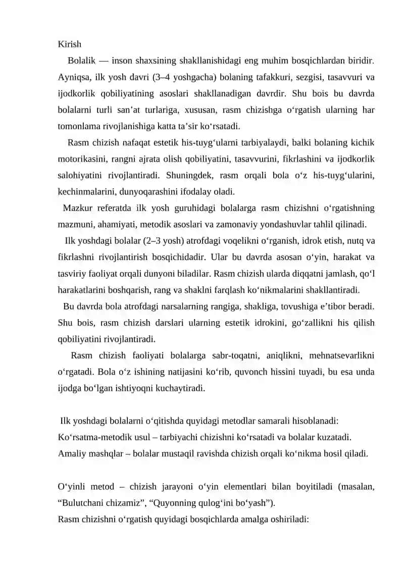 Rasm chizishni o'rgatish metodikasi 3