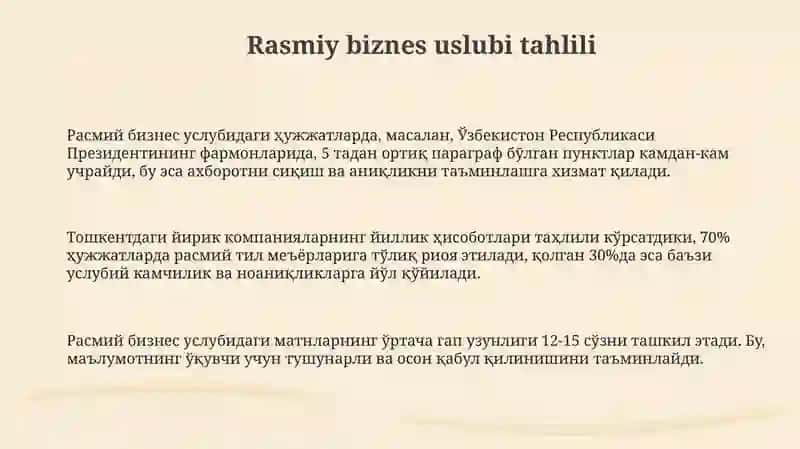 Turli uslubga xos matnlarni tahlil qilish 3