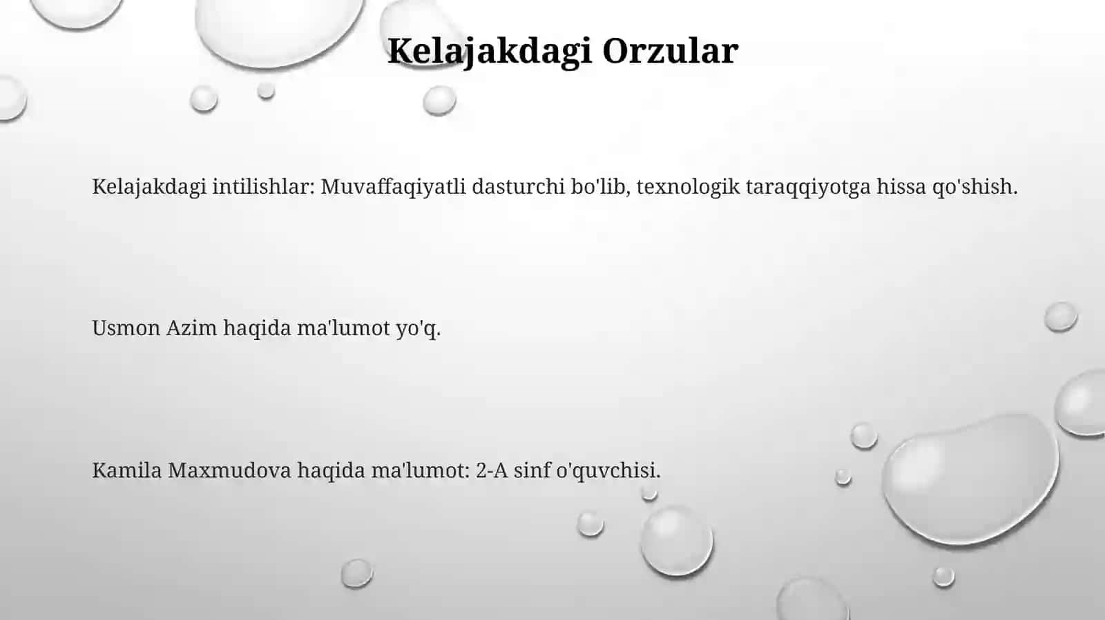 UsmonAzimhaqidamalumotlar.MaxmudovaKamila 2-A 3