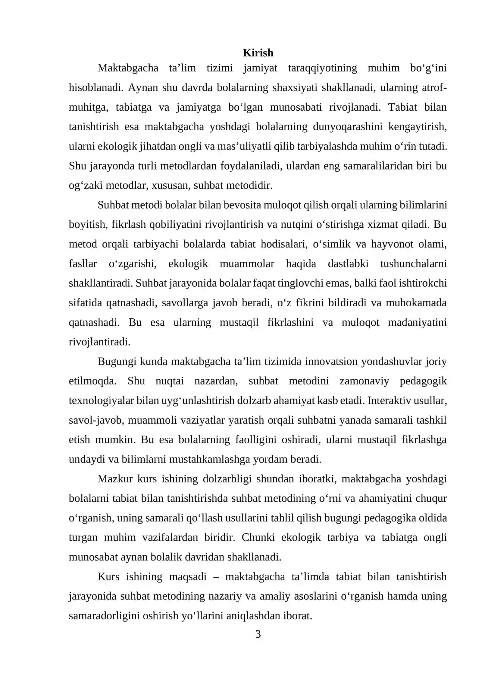 Tabiat bilan tanishtirishning og‘zaki metodlarining nazariy asoslari va suhbat metodidan foydalanish metodikasi 3