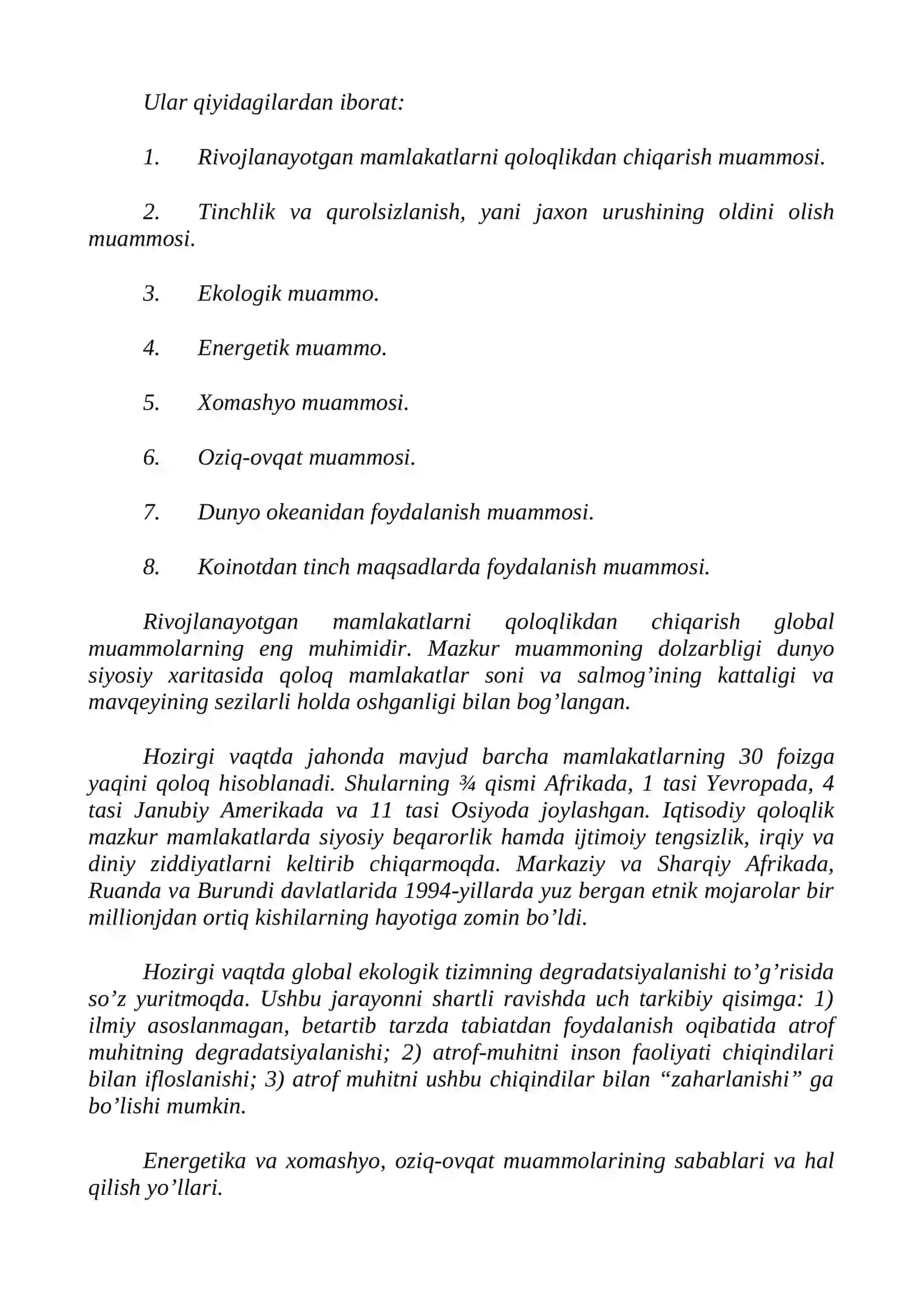 Global Mintaqaviy va mahalliy miqyosdagi ekologik muammolar 3