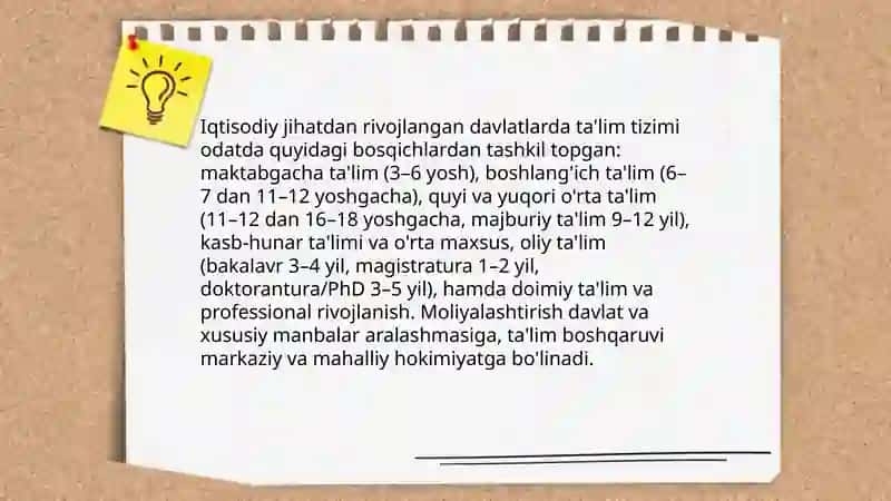 Iqtisodiy rivojlangan xorijiy davlatlarda ta'lim tizimi 3