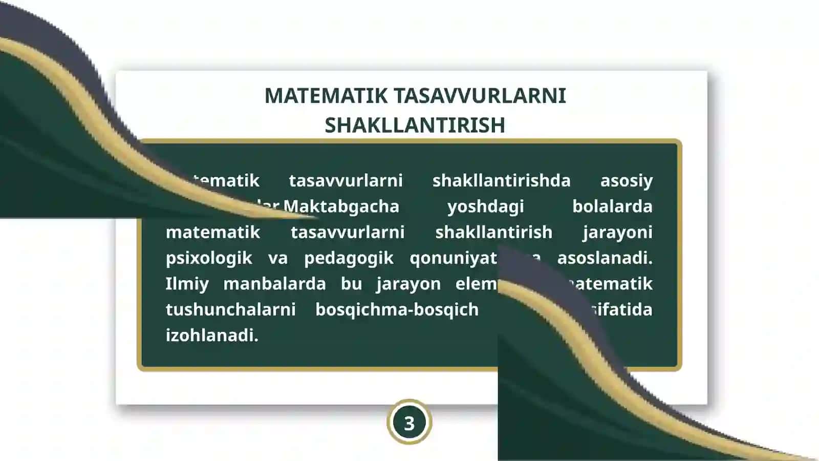Prezentatsiya, Maktabgacha yoshdagi bolalarda matematik tasavvurlarni shakllantirishda tarbiyachi va ota-onaning oʻrni 3