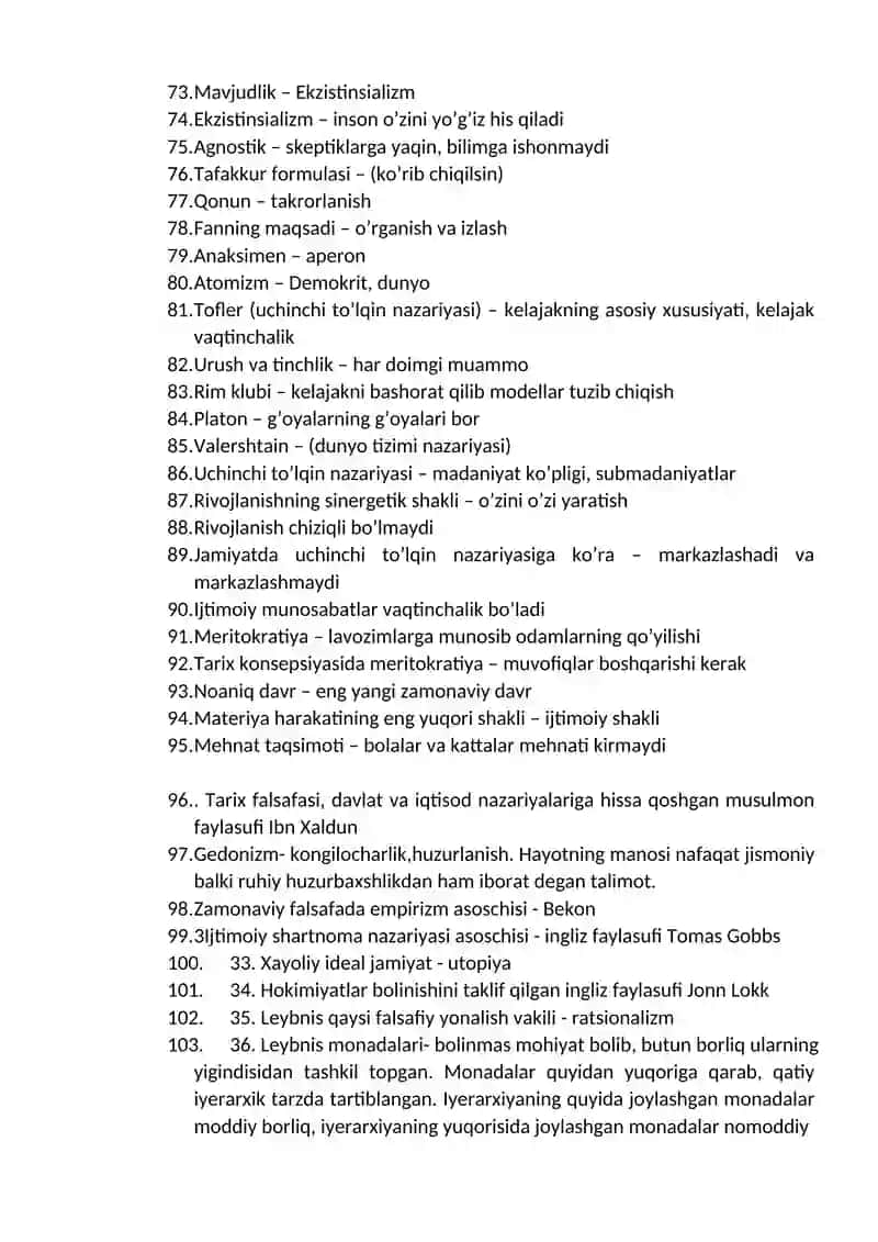 Falsafa savollar toʻplami 3