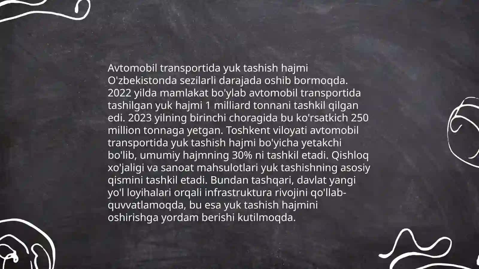 O‘zbekistonda avtomobil transportida yuk va yo'lovchilar tashish ko'rsatkichlari 3