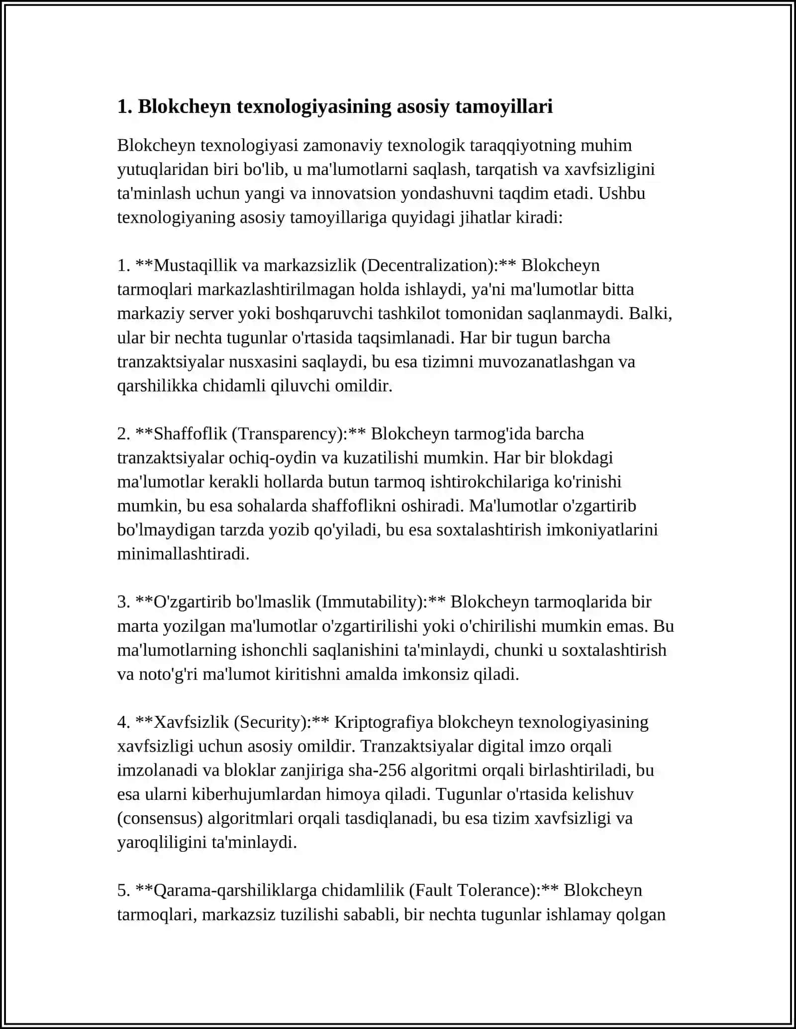 BLOKCHAYEN TEXNOLOGIYASI VA UNDAN FOYDALANISH YO'LLARI 3