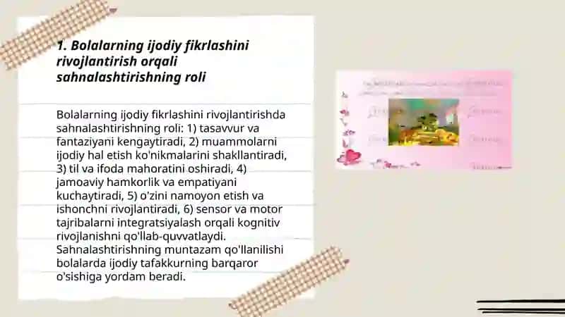 Maktabgacha ta'lim tashkilotlarida sahnalashtirish faoliyotining asosiy maqsadi 3