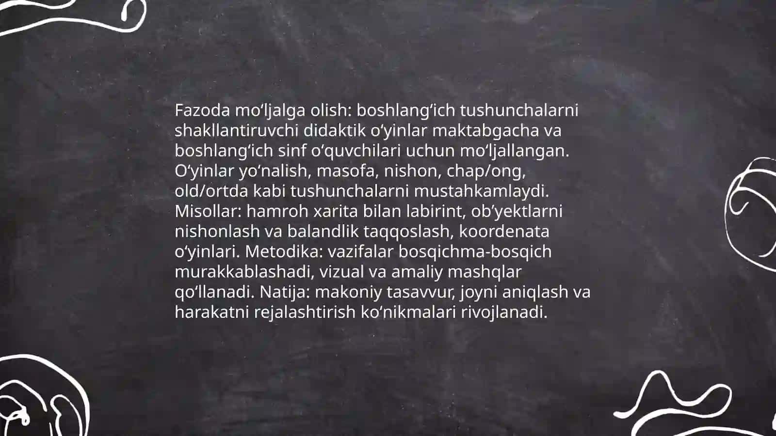 Fazoda moʻljalga olish: boshlangʻich tushunchalarni shakllantiruvchi didaktik oʻyinlar 3