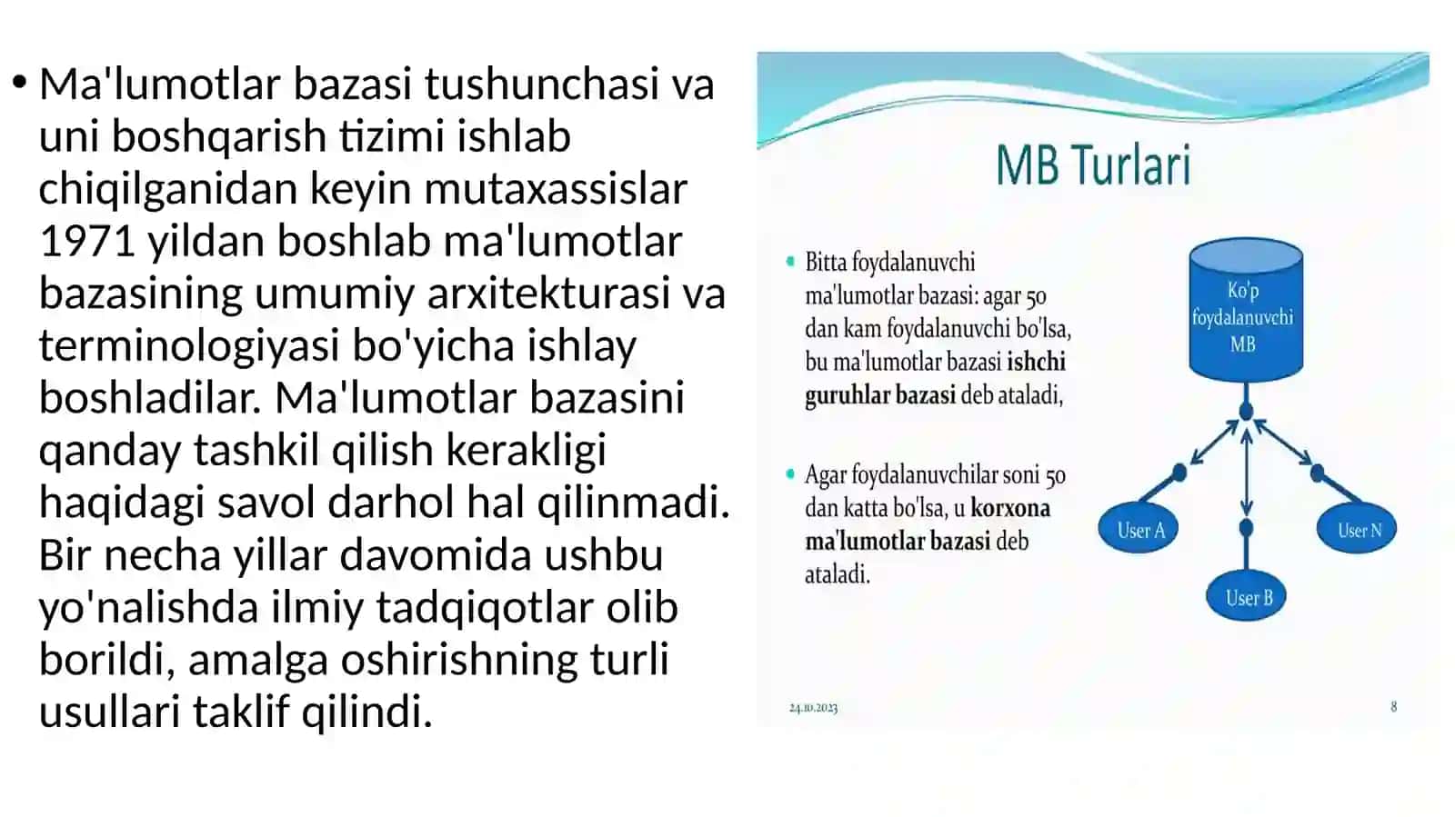 MA’LUMOT BAZASI TIZIMINING ARXITEKTURASI 3
