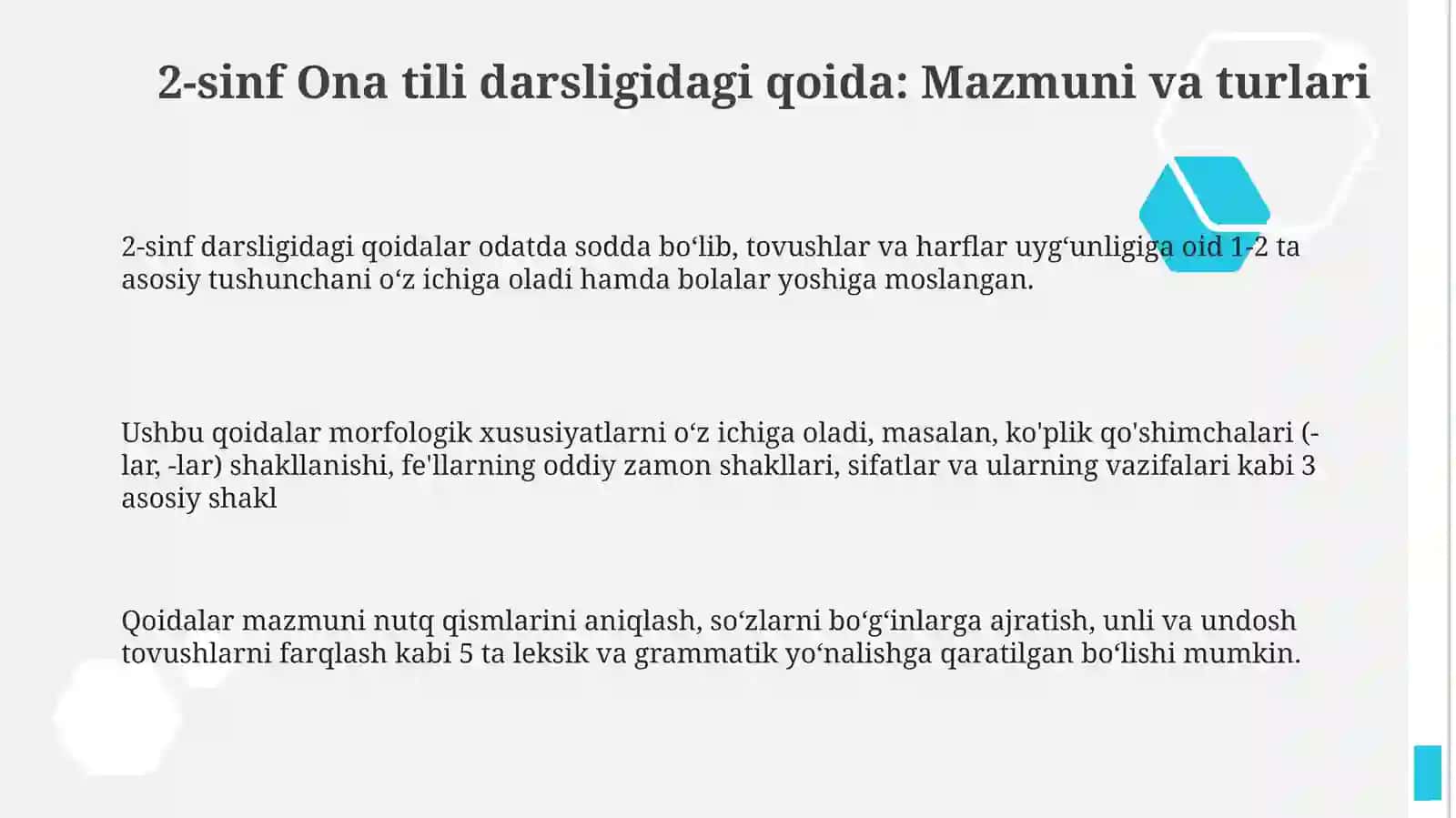 2-sinf Ona tili darsligi keltirilgan qoida 3