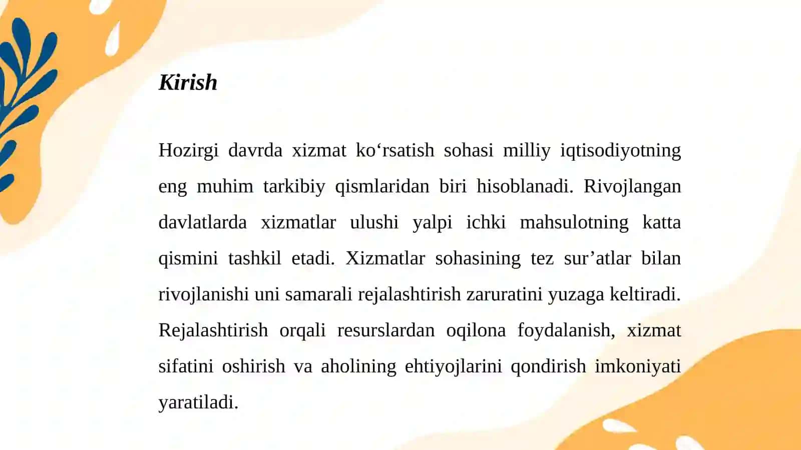 Milliy iqtisodiyotning xizmat ko'rsatish sohasida rejalashtirishning asosiy xususiyatlari 3