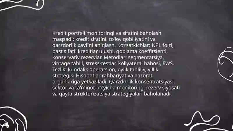 Kredit portfeli monitoringi va sifatini baholash 3