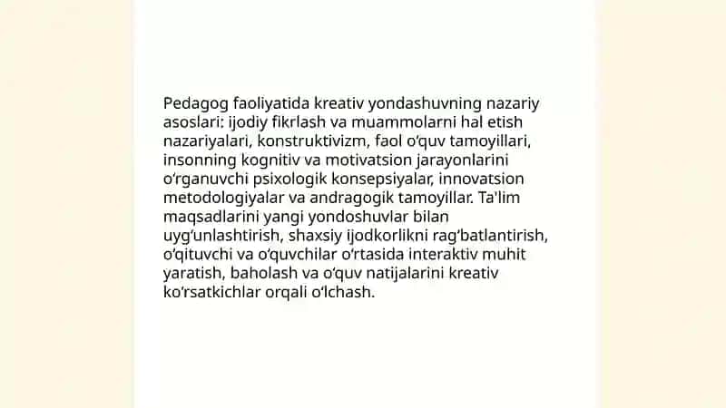 Pedagog faoliyayiga kreativ yondashuv 3