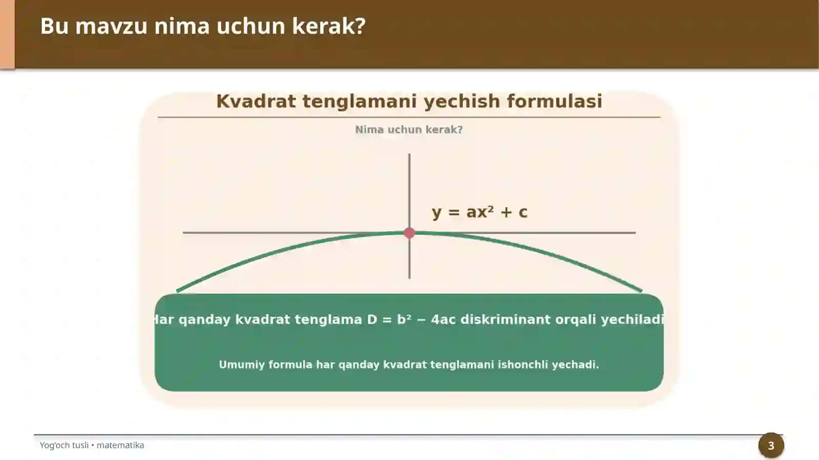 Kvadrat tenglamani yechish formulasi 3