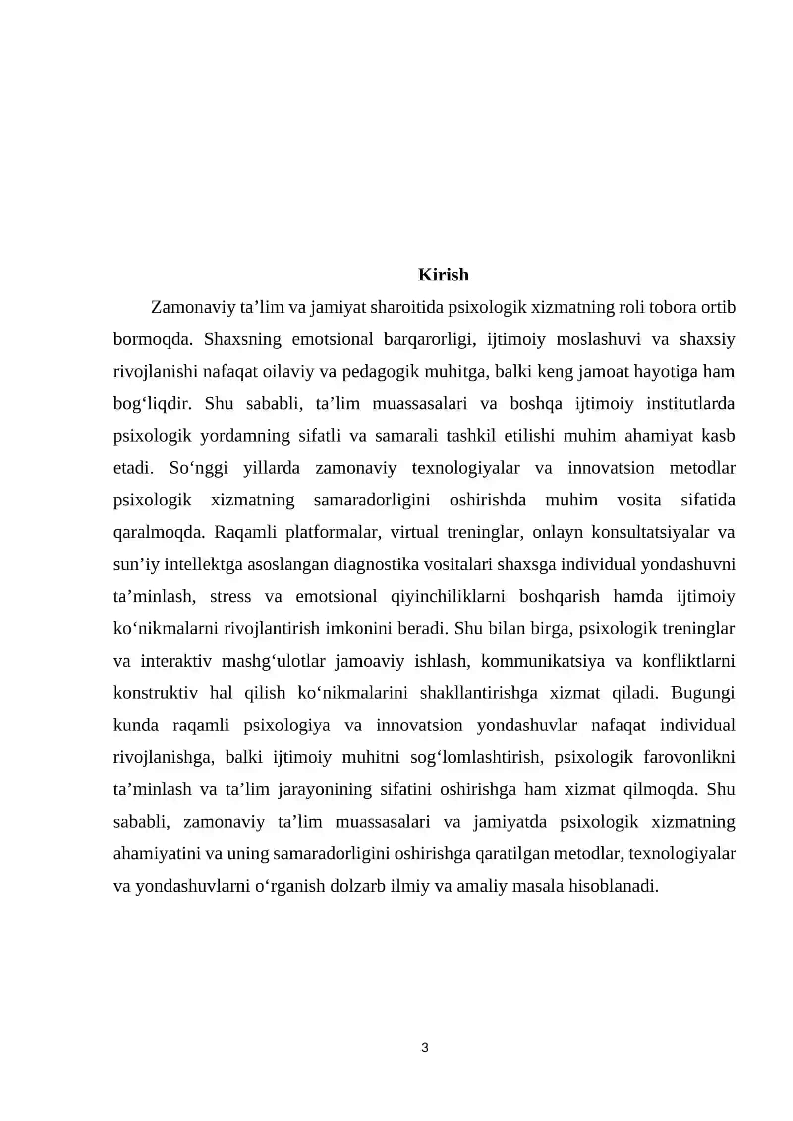 Psixologik xizmatda innovatsion yondashuvlar. 3