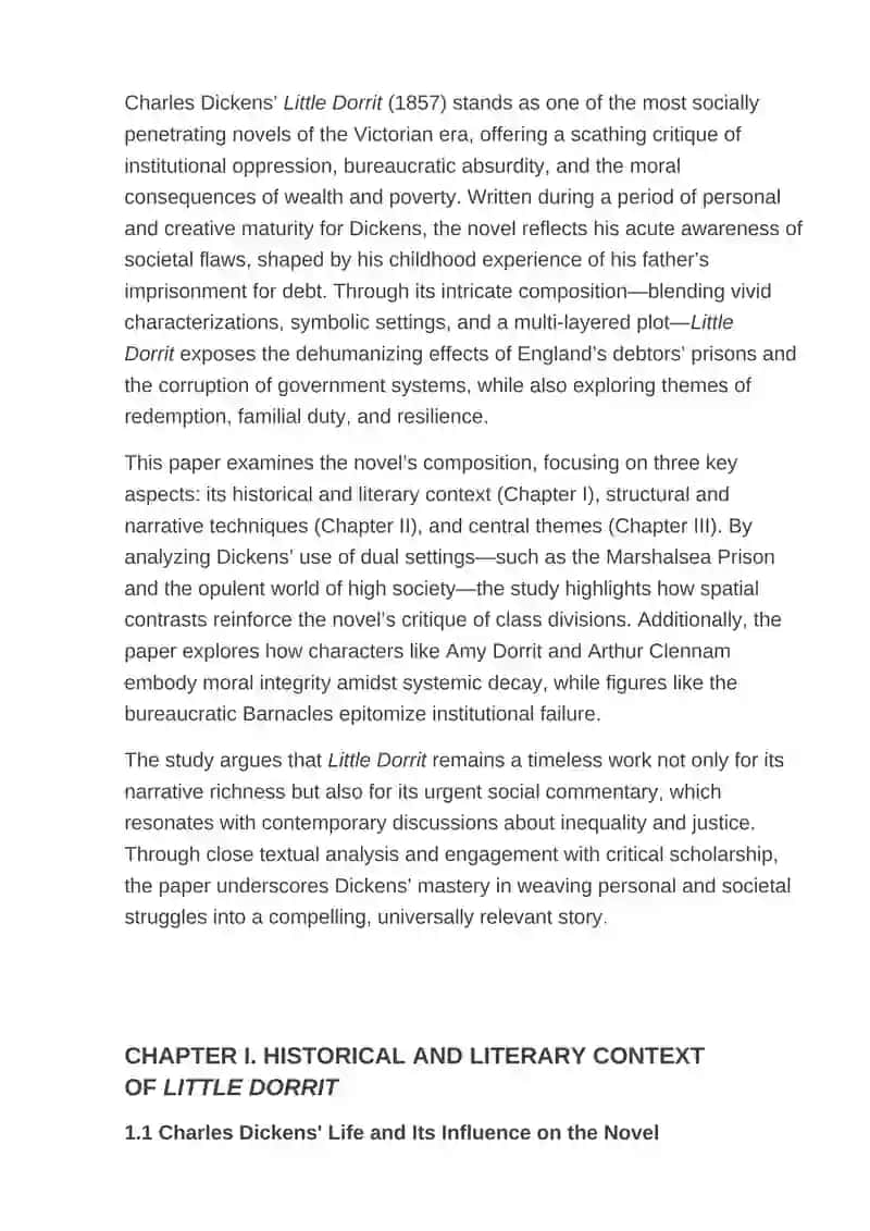 Course paper on the theme "Composition of the novel by C. Dickens "Little Dorrit" 3