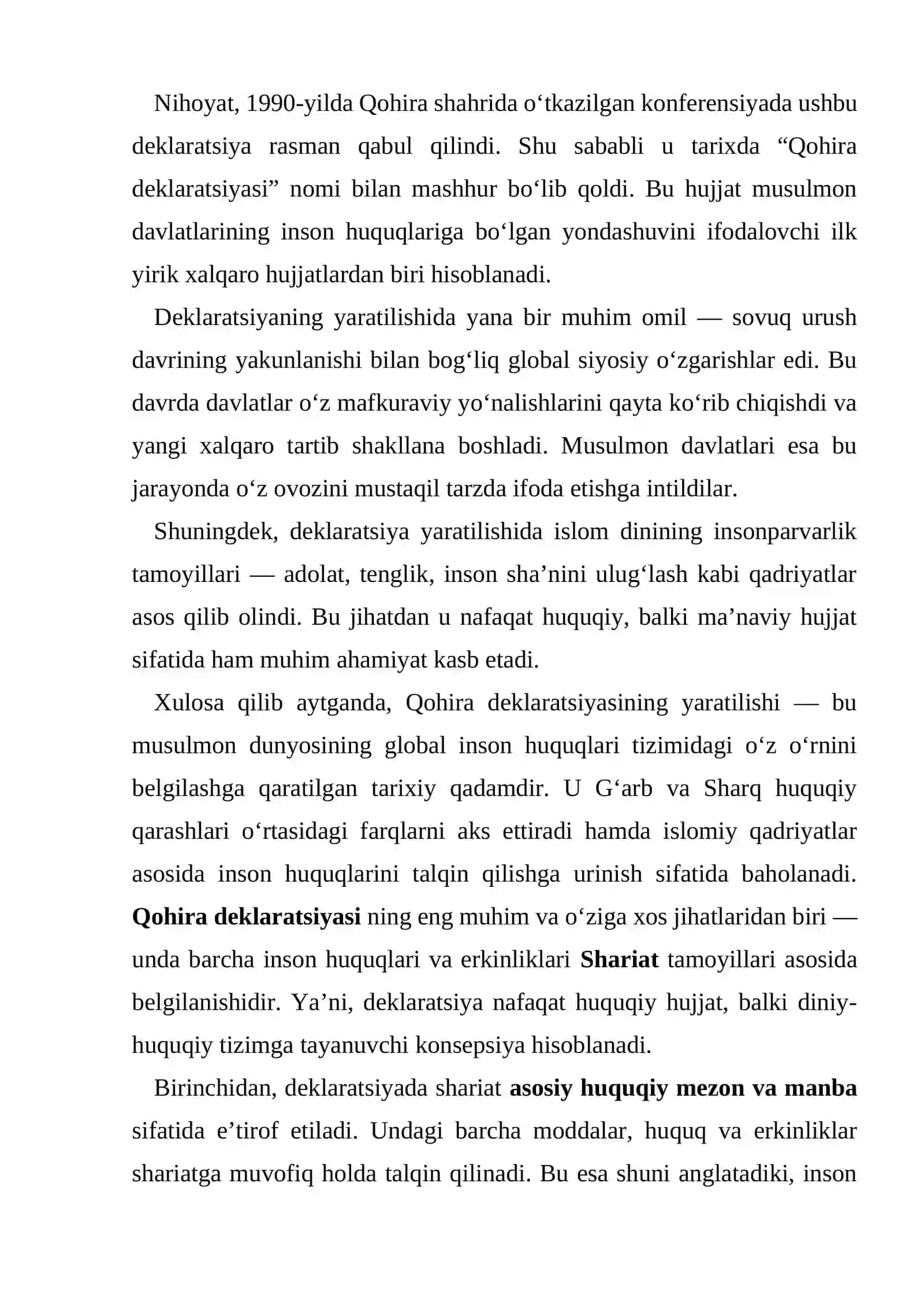 Qohira deklaratsiyasi tarixi va mazmuni 3