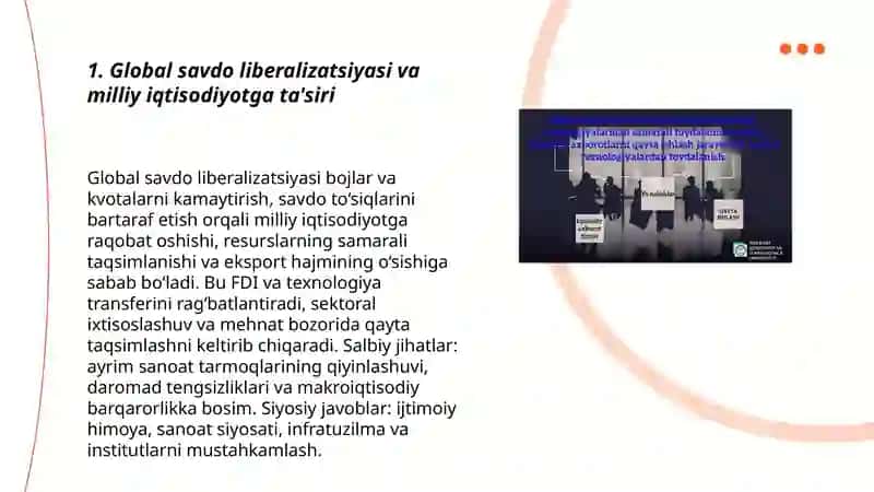 Milliy iqtisodiyotning xalqaro integratsiyalashuvining asosiy yo‘nalishlari va hozirgi talablari 3