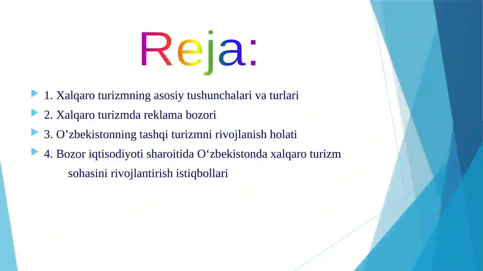 Xalqaro turizm rivojlanishining holati 3