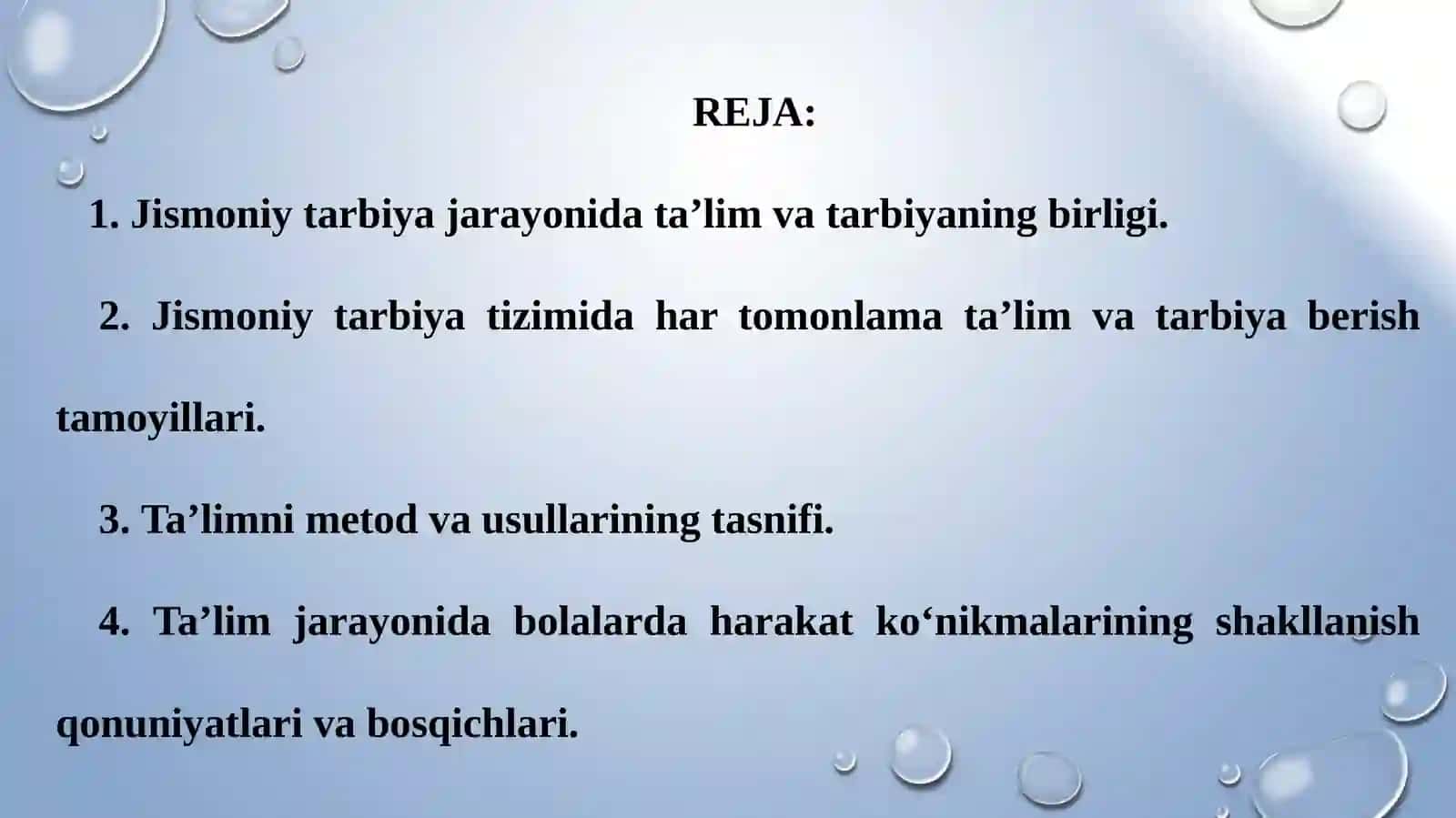 Bolalar jismoniy tarbiyasi fani 3-Ma’ruza: Jismoniy tarbiyada ta’lim-tarbiya berish tamoyillari 3