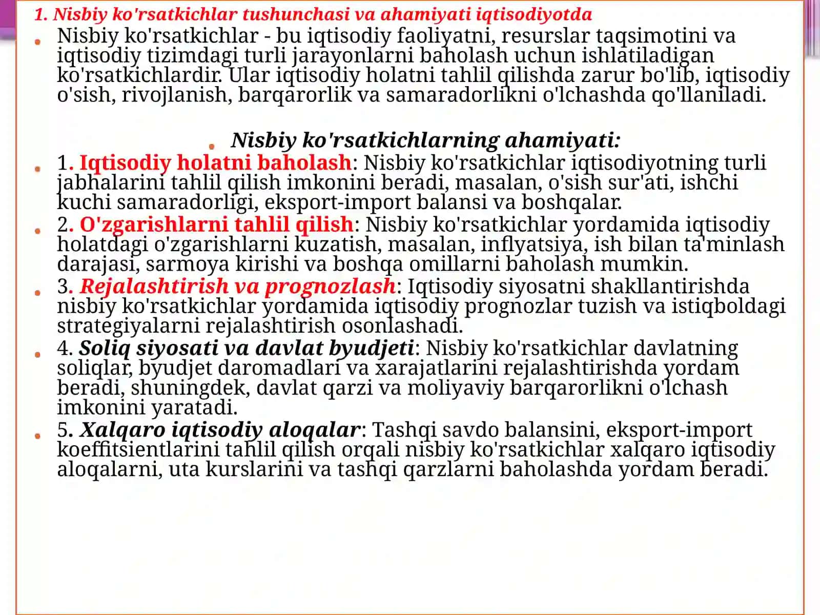 Nisbiyko'rsatkichlar va ularning turlari 3