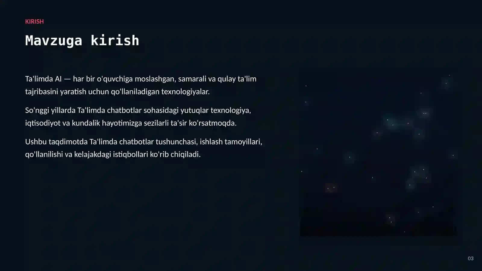 Ta'limda AI — har bir o'quvchiga moslashgan, samarali va qulay ta'lim tajribasini yaratish uchun qo'llaniladigan texnologiyalar 3