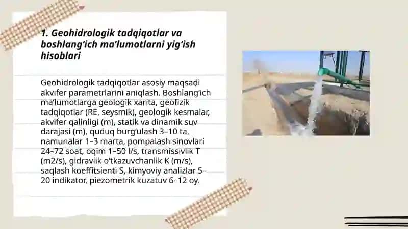 Geohidrologik Tadqiqotlar va Boshlangʻich Maʼlumotlar 3